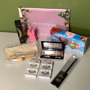 Philosophy makeup pouch and makeup bundle, all new/not used